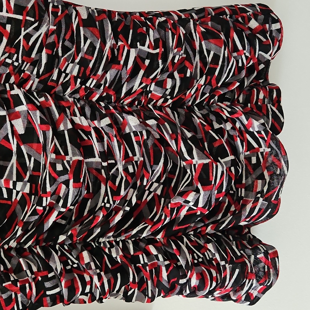 Y2K Geometric Print‎ Mesh Top Ruched Bodice Babydoll Size Large - Picture 5 of 13